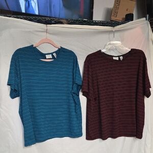 2 Covington Stretchy Striped Tops. 24-26W